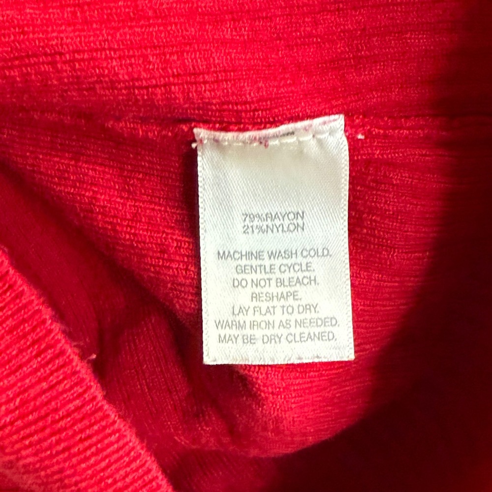 White House Black Market Red Turtleneck Sweater Buttons Size S - Picture 9 of 11